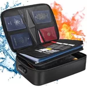 VEVOR Fireproof Document Box, Fireproof Document Bag with Lock 2000℉, 3-layer Fireproof and Waterproof File Box 14.17x10.63x4.13 inch with Zipper,
