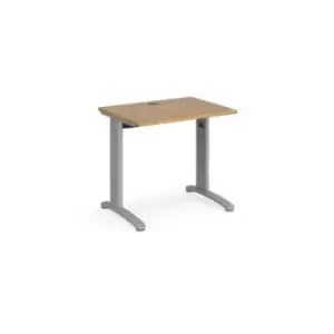 TR10 straight desk 800mm x 600mm - silver frame and oak top