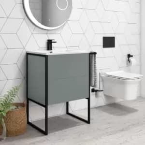 700mm Grey Freestanding Vanity Unit with Basin - Nero
