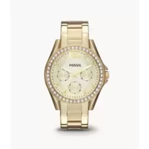 Fossil Womens Riley Multifunction Gold-Tone Stainless Steel Watch - Gold