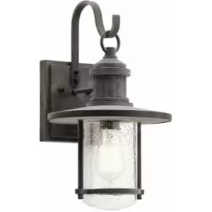 Loops - Outdoor IP44 1 Bulb Wall Light Lantern Weathered Zinc LED E27 100W d01773