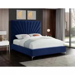 Errence Bed King Plush Velvet Blue