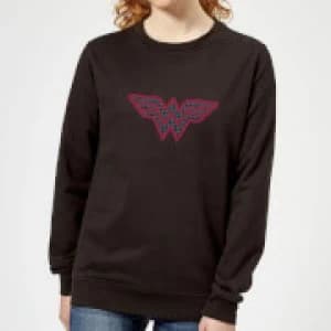 Justice League Wonder Woman Retro Grid Logo Womens Sweatshirt - Black - 5XL