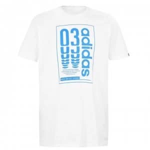 adidas Box Logo Mens T-Shirt - White/Blue