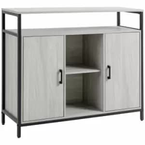 HOMCOM Modern Sideboard Steel Frame Storage Cabinet With 2 Doors Light Grey