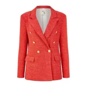 Yumi Red Boucle Fitted Blazer - Red