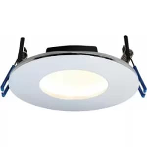 Chrome Recessed Bathroom Downlight - 9W Warm White LED Slim Ceiling Light