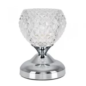 Mini Chrome Touch Table Lamp With Cut Glass Shade