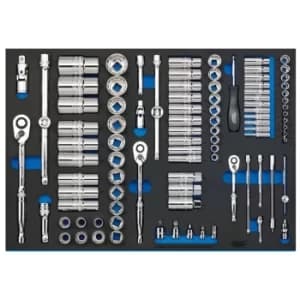 Draper Socket Set in Full Plus Drawer EVA Insert Tray, 1/4", 3/8" & 1/2" (96 Piece)