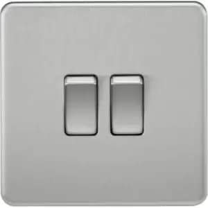 MLA Knightsbridge 10AX 2 Gang 2-Way Switch Brushed Chrome - SF3000BC