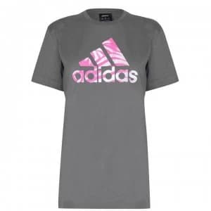adidas Zebra Logo T Shirt Womens - Grey/White