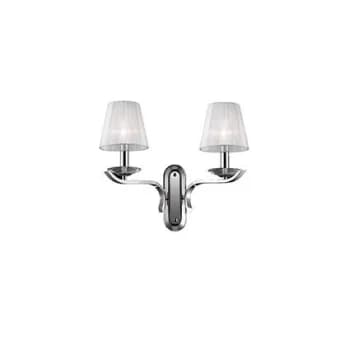 Pegaso 2 Light Indoor Candle Wall Light Chrome, White with Organza Shades, E14
