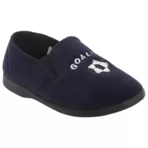 Zedzzz Kids Boys Midfield Twin Gusset Football Slippers (1 UK) (Navy Blue)