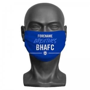 Personalised Breathes Brighton and Hove Albion FC Face Mask