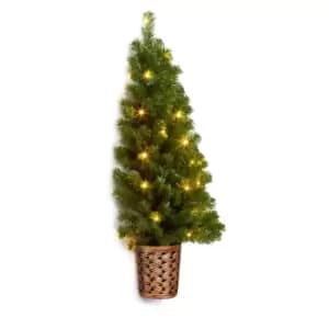 Premier Decorations 90cm Pre Lit Half Wall Tree Pvc Tree In Basket