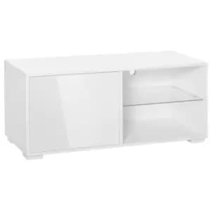 Homcom High Gloss Compact TV Stand 2 Shelves Storage Cabinet White