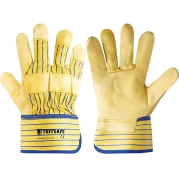 Tuffsafe - Yellow Cowhide Riggers 2' Safety Cuffs Size 10