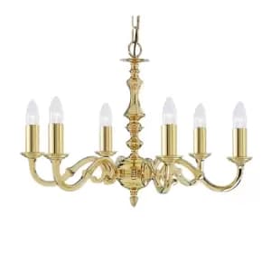 Seville 6 Light Multi Arm Ceiling Pendant Polished Brass, E14