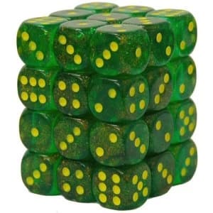 12mm d6 Dice Block: Borealis Maple Green/yellow