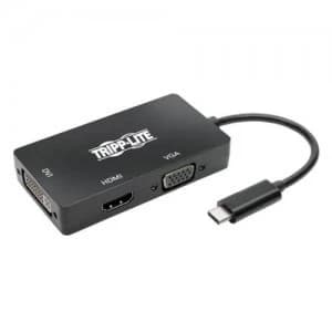 Tripp Lite USB C Multiport Adapter 4K HDMI DVI and VGA HDCP Black