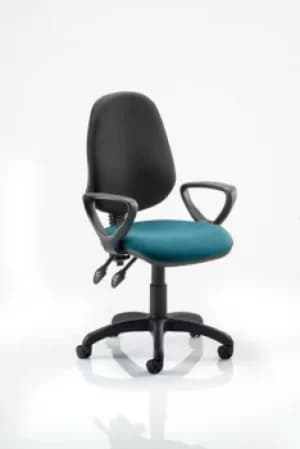 Eclipse II Lever Task Operator Chair Black Back Bespoke Seat With Loop Arms In Teal