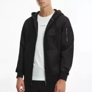 Calvin Klein Jeans Mens Box Mixed Media Zip Hoodie - CK Black - M