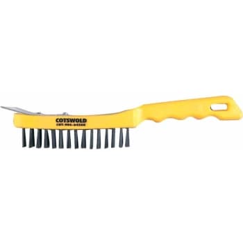 4-Row Plastic Handle Wire Brush C/W Scraper - Cotswold