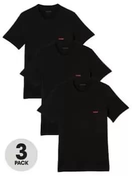 HUGO Bodywear 3 Pack T-Shirt - Black, Size L, Men
