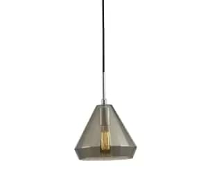 Markus Medium Cone Ceiling Pendant E27 Polished Chrome, Smoke Black Glass