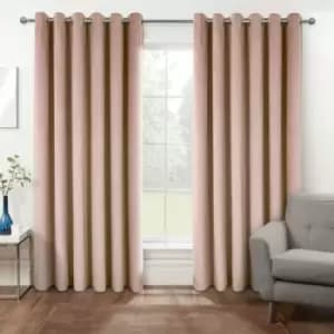 Thermal 100% Blackout Pink Velvet Curtains, 117 x 137cm (46 x 54) - Pink - Homescapes