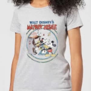 Disney Mickey Mouse Retro Poster Piano Womens T-Shirt - Grey - 3XL