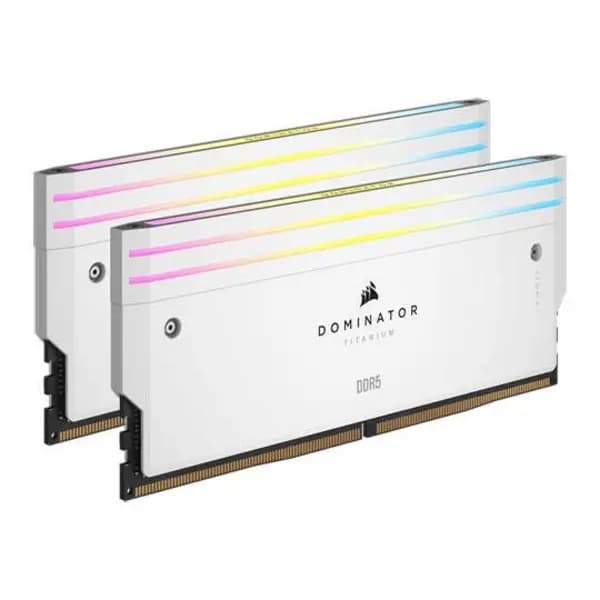 Corsair DOMINATOR TITANIUM RGB 32GB (2x16GB) DDR5 DRAM 6400MT/s CL32 Intel XMP Memory Kit — White - CMP32GX5M2B6400C32W