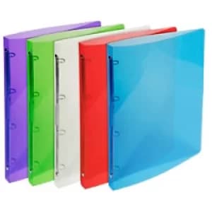 Exacompta Crystal Ring Binders 4O Ring 20mm, S30mm, A4, Assorted, Pack of 20