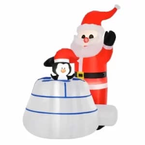 Inflatable Light Up Santa and Penguin Ice House 160cm, White