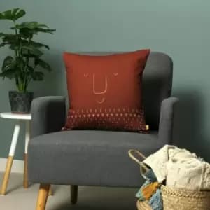 Furn Pacha Abstract Print Recycled Polyester Cushion Cover, Terracotta, 43 x 43 Cm