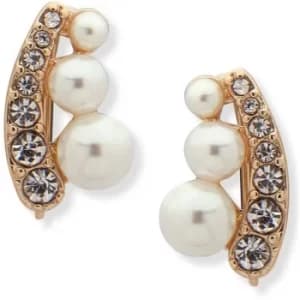 Pearl Crystal Crawler Pierced Ears Earrings