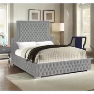 Yanis Bed King Plush Velvet Silver