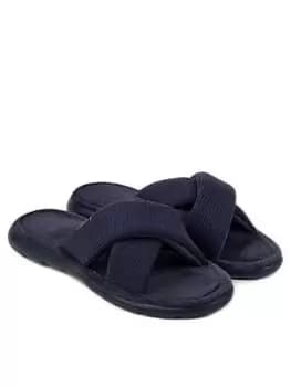 TOTES Iso-flex Waffle Slider With Memory Foam, Navy, Size 4, Women