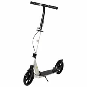 Homcom Foldable Kick Scooter W/ Adjustable Height Dual Brake System White