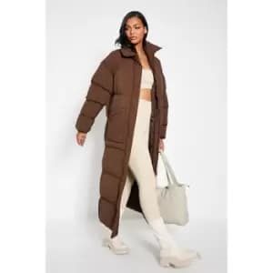 I Saw It First Longline Padded Coat - Brown
