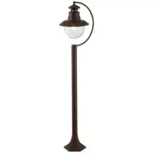 Searchlight Station 1 Light Outdoor Garden Post (1100mm Height) - Rustic Brown With Clear Glass