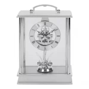 WILLIAM WIDDOP Brushed Aluminium Carriage Clock