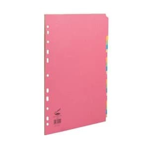 Concord Bright Subject Dividers Europunched 20-Part Extra Wide A4 Assorted Ref 52399