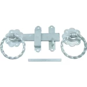 150MM Plain Ring Handle Gate Latch Set Galvanised