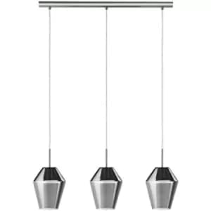 Netlighting Murmillo 3 Light Ceiling Pendant Bar Polished Chrome, Smoked Glass,