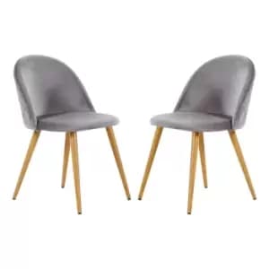 Lucia Velvet Upholstered Dining Chair Set of 2 - Grey - Grey