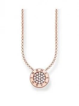 Thomas Sabo Sterling Silver Classic Logo Cubic Zirconia Rose Gold Plate Pendant, One Colour, Women