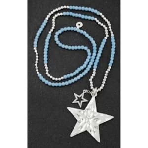 Beadz Silver Plated Multi Stars Necklace Blue