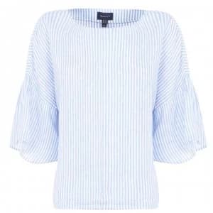 Gant Linen Stripe Top - Blue 445