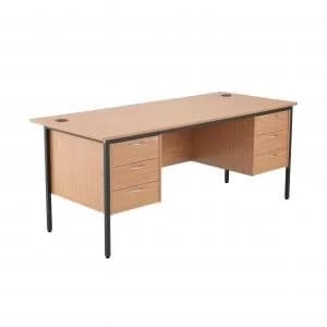 Jemini 18 Oak 1786mm Desk with Double 3 Drawer Pedestal KF839505